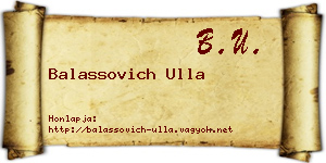 Balassovich Ulla névjegykártya